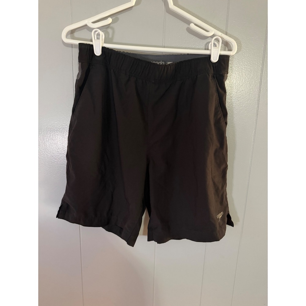 Speedo Athletic Shorts Mens Small Black‎ Mesh Lined Zipper Pocket Gym Swim